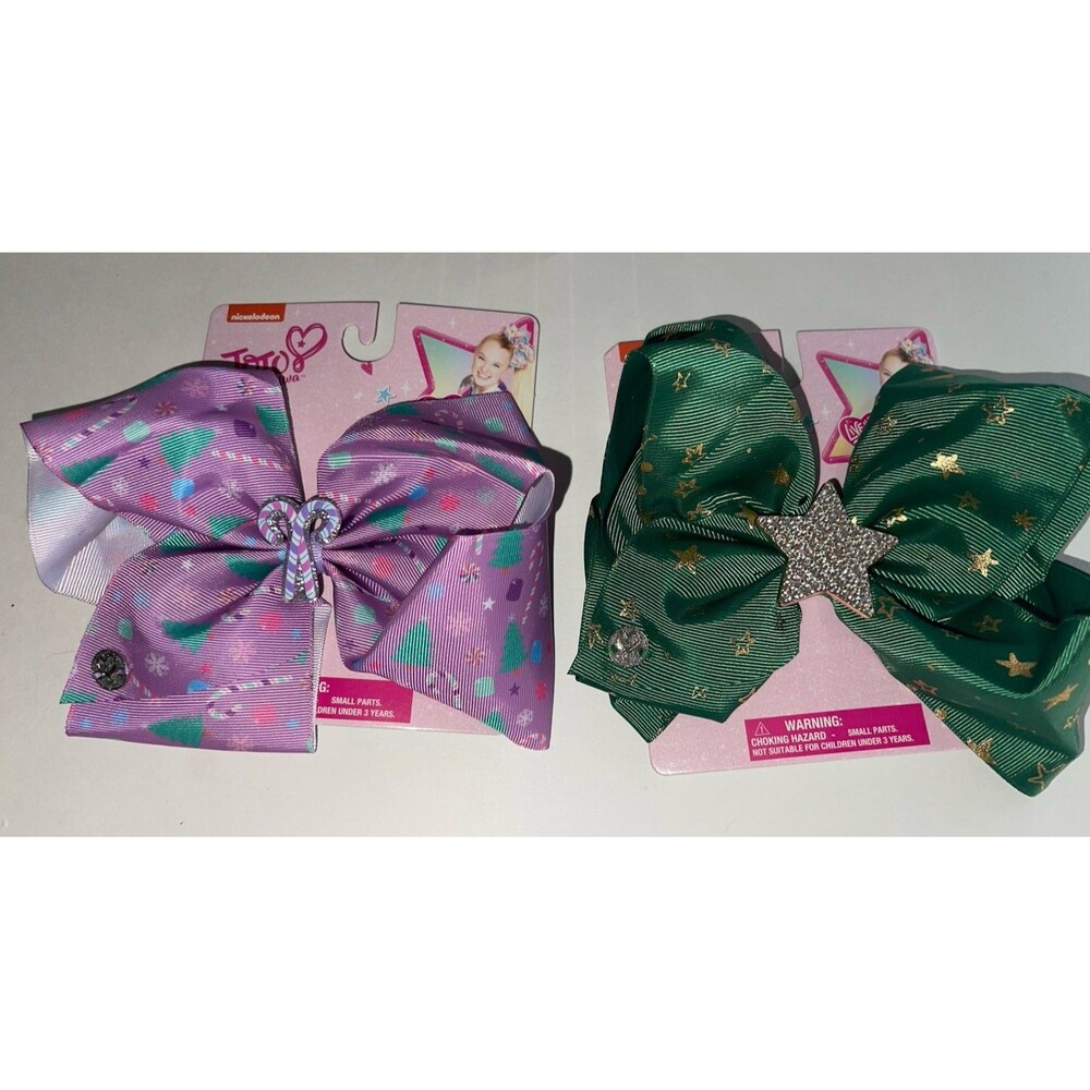 Set of 2 Nickelodeon Jojo Siwa Christmas Bow purple Candy Canes Tree  Green/Gold